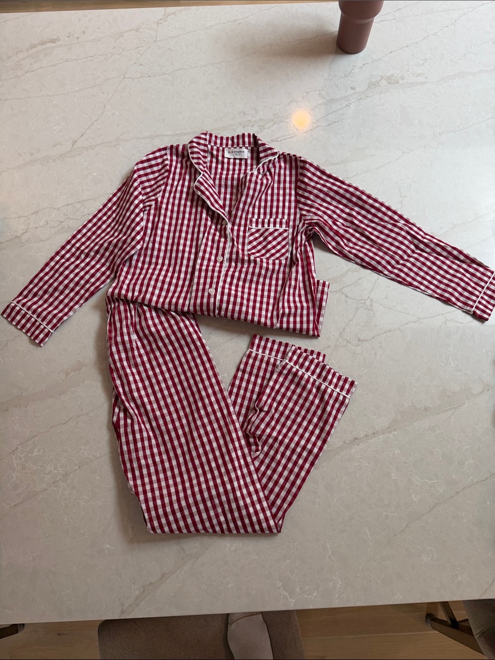 Red and White Gingham Pajama Set
